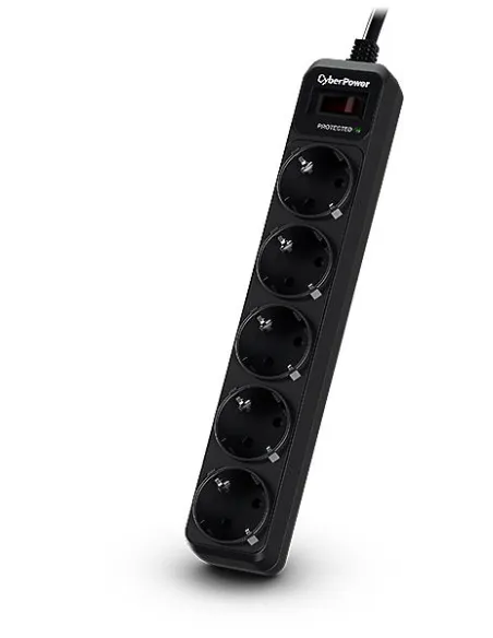 CyberPower B0520SC0-DE Regleta 5 Tomas, Protección Sobretensiones, Cable 1.8m Negra