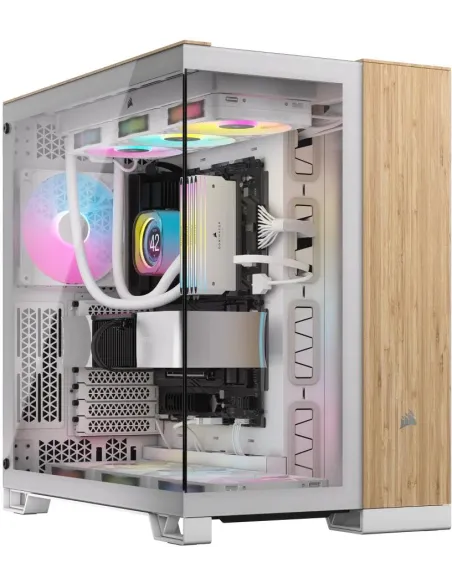 Corsair 6500X Semitorre ATX Doble Cristal Templado USB-C Blanco Bambú