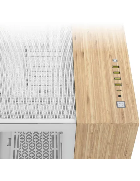 Torre Corsair 6500X Blanco Bambú caja ATX panorámica PC RGB