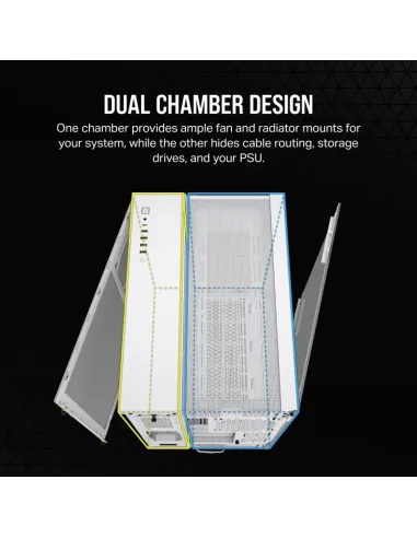 Torre Corsair 6500X Blanco Bambú caja ATX panorámica PC RGB