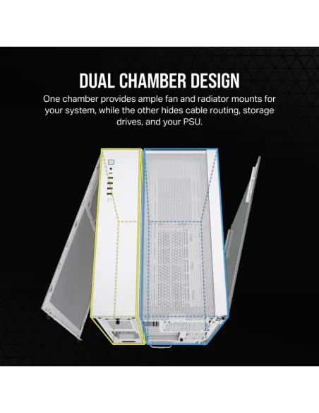 Torre Corsair 6500X Blanco Bambú caja ATX panorámica PC RGB
