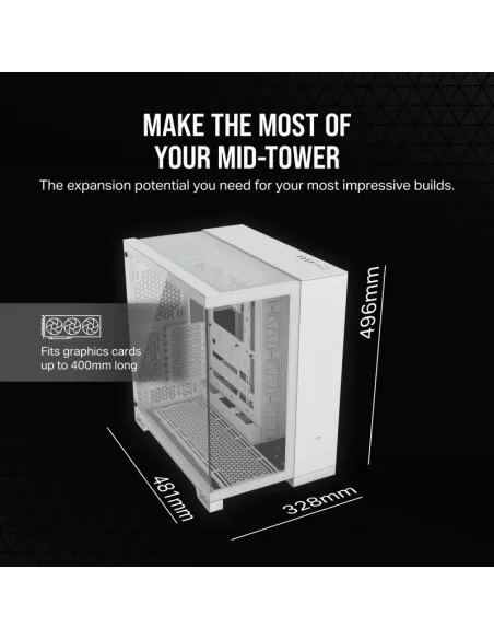 Torre Corsair 6500X Blanco Bambú caja ATX panorámica PC RGB