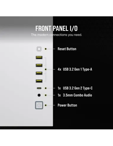Torre Corsair 6500X Blanco Bambú caja ATX panorámica PC RGB