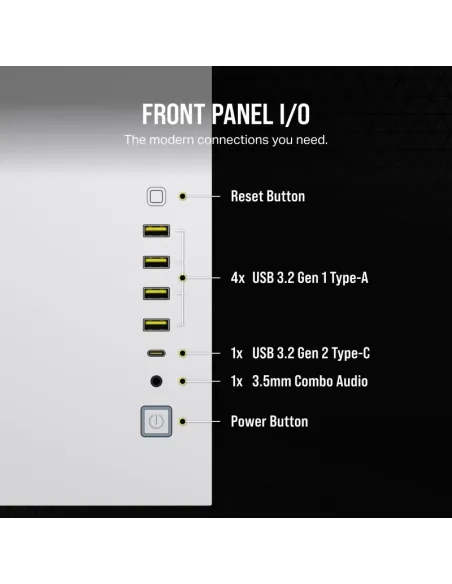 Torre Corsair 6500X Blanco Bambú caja ATX panorámica PC RGB