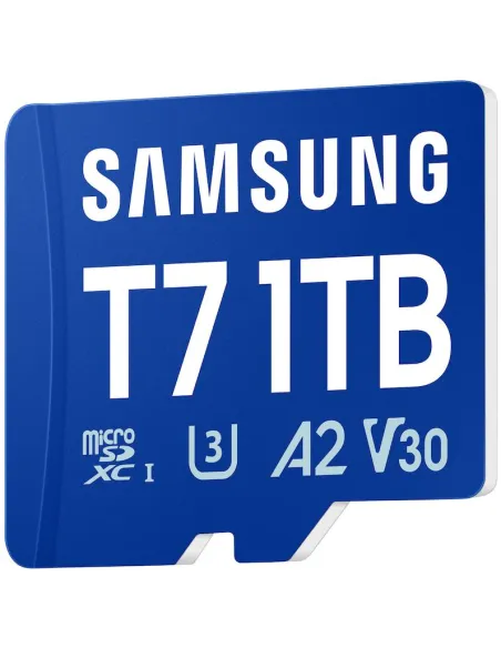 Samsung T7 1 TB Azul : MicroSD UHS-I U3/V30 A2 para dron 4K