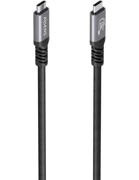 AISENS A107-0989 able USB 3.2 GEN2 Aluminio 10GBPS 8K@30HZ 5A 100W E-MARK, USB-C/M-USB-C/M Negro 4.0M