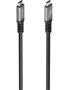 AISENS A107-0990 Cable USB 3.2 GEN2 Aluminio 10GBPS 8K@30HZ 5A 100W E-MARK, Tipo USB-C/M-USB-C/M, Negro 5M-CABL65975