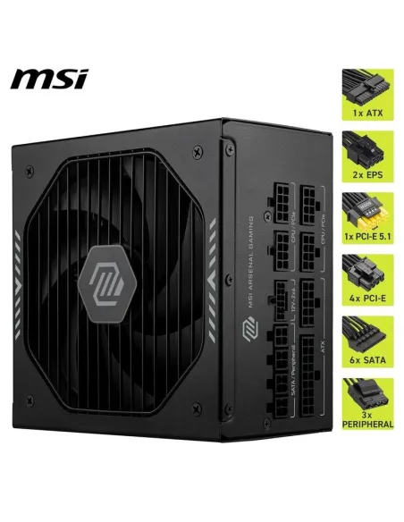 Fuente de Alimentación MSI MAG A1000PLS 1000W ATX 3.1 PCIE5