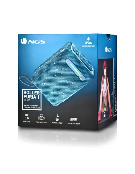 NGS Roller Furia 1 Altavoz Inalámbrico RGB Azul