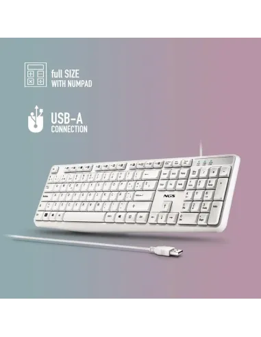 NGS Heritage: teclado USB blanco con 12 teclas multimedia