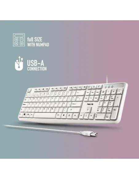 NGS Heritage: teclado USB blanco con 12 teclas multimedia