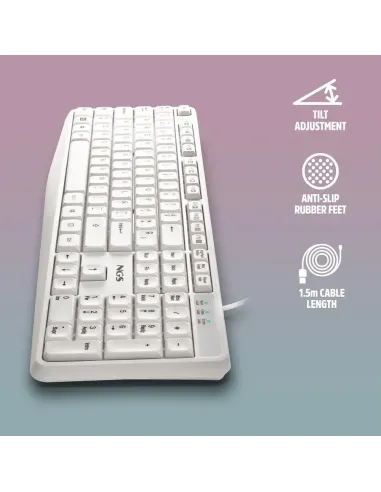 NGS Heritage: teclado USB blanco con 12 teclas multimedia