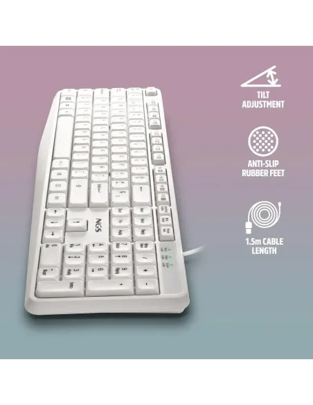 NGS Heritage: teclado USB blanco con 12 teclas multimedia