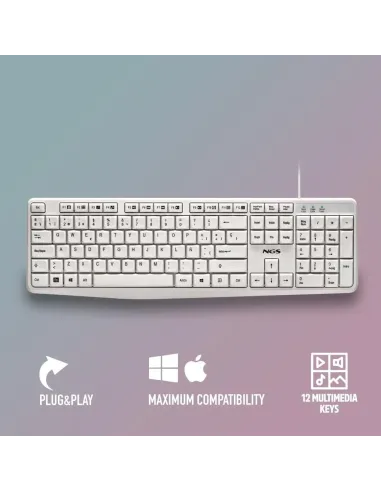 NGS Heritage: teclado USB blanco con 12 teclas multimedia