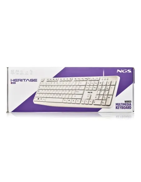 NGS Heritage: teclado USB blanco con 12 teclas multimedia