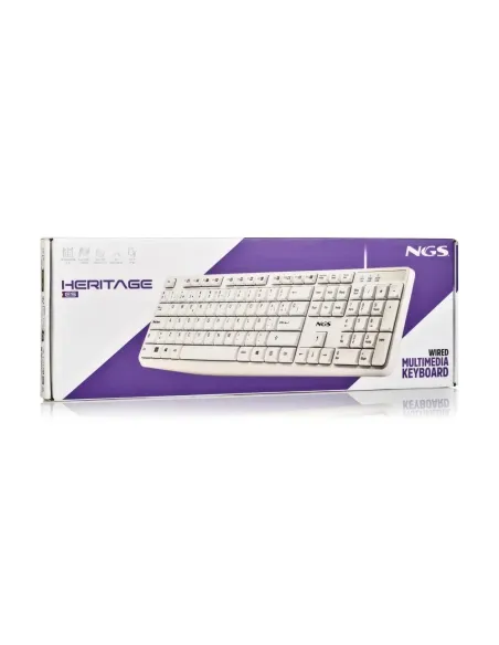 NGS Heritage: teclado USB blanco con 12 teclas multimedia