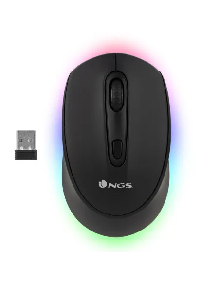 NGS SMOG-RB Ratón Wireless Ambidiestro RGB Multidispositivo 2400 DPI Negro