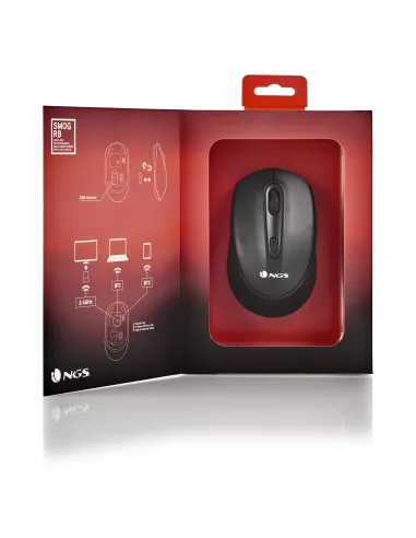 NGS SMOG-RB Ratón Wireless Ambidiestro RGB Multidispositivo 2400 DPI Negro