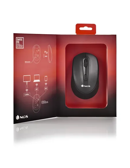 NGS SMOG-RB Ratón Wireless Ambidiestro RGB Multidispositivo 2400 DPI Negro