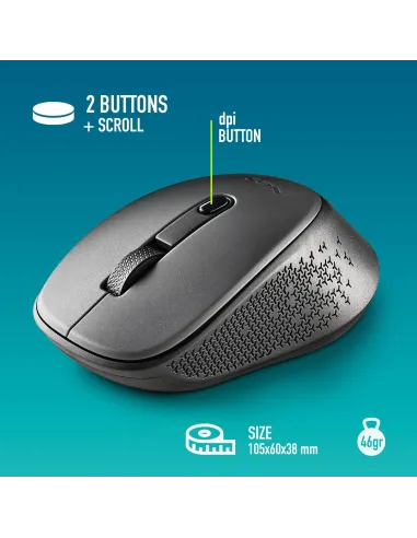 NGS DEWGRAY Ratón Inalámbrico 800/1600DPI Gris