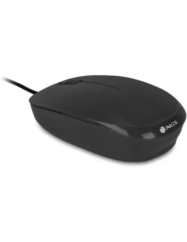 NGS Flame-C : Ratón Ambidiestro Negro con conexión USB-C