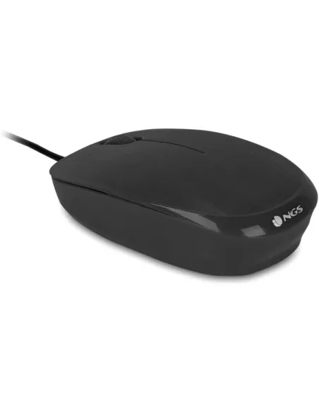 NGS Flame-C : Ratón Ambidiestro Negro con conexión USB-C