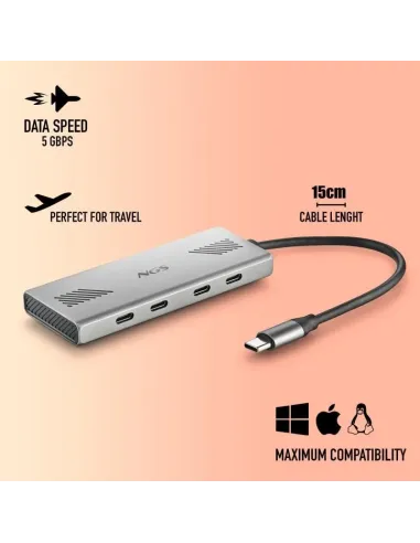 HUB multipuerto USB-C 3.2 Gen 1 4 en 1 NGS Wonder4-C