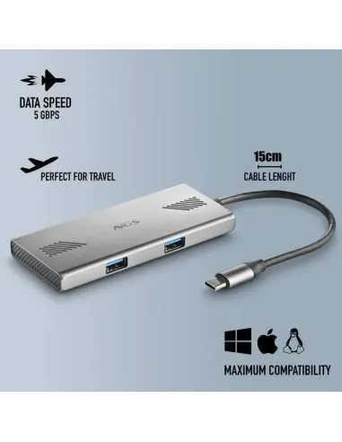 HUB NGS WONDER DUO-C con 4 puertos USB 3.2 Gen 1 y compacto