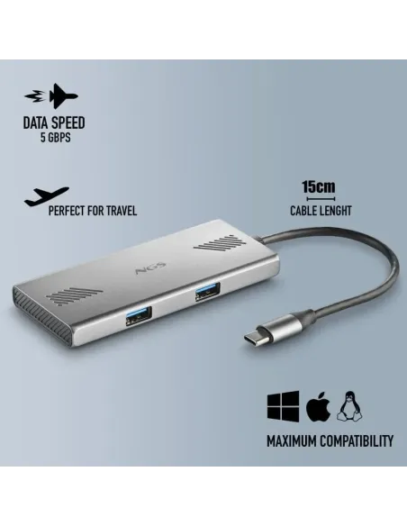 HUB NGS WONDER DUO-C con 4 puertos USB 3.2 Gen 1 y compacto