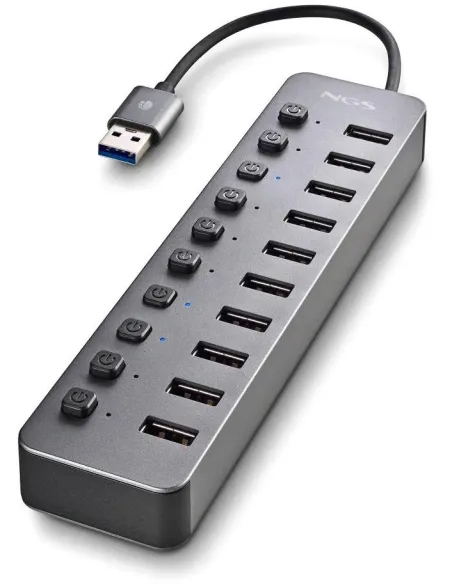 HUB NGS IHUB 10 con 10 puertos USB 3.2 Gen 1 Plug and Play