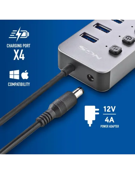 HUB NGS IHUB 10 con 10 puertos USB 3.2 Gen 1 Plug and Play