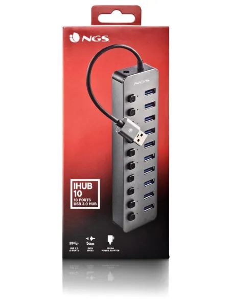 HUB NGS IHUB 10 con 10 puertos USB 3.2 Gen 1 Plug and Play
