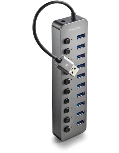 NGS IHUB 10 HUB 10 Puertos USB 3.2 Gen 1 (3.1 Gen 1) Type-A 5000 Mbit/s Negro-1411236
