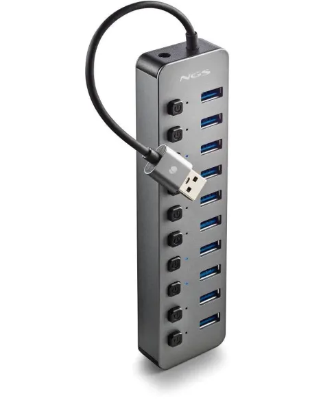NGS IHUB 10 HUB 10 Puertos USB 3.2 Gen 1 (3.1 Gen 1) Type-A 5000 Mbit/s Negro