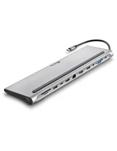 NGS Wonder Dock 12 HUB USB-C 3.0 a USB-A 3.0/USB-C 3.0/DisplayPort/VGA/HDMI/Jack 3.5 mm 12 Puertos 18 cm Plata-1411235