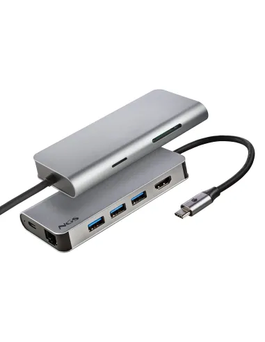 NGS Wonder Dock 8 Concentrador 8 puertos USB-C a USB-A/USB-C/HDMI/microSD/SD/RJ-45 Plata