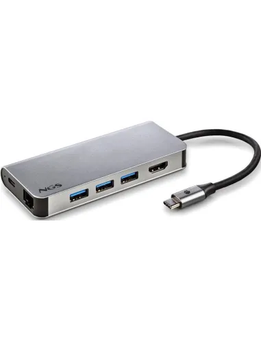 NGS Wonder Dock 8 Concentrador 8 puertos USB-C a USB-A/USB-C/HDMI/microSD/SD/RJ-45 Plata