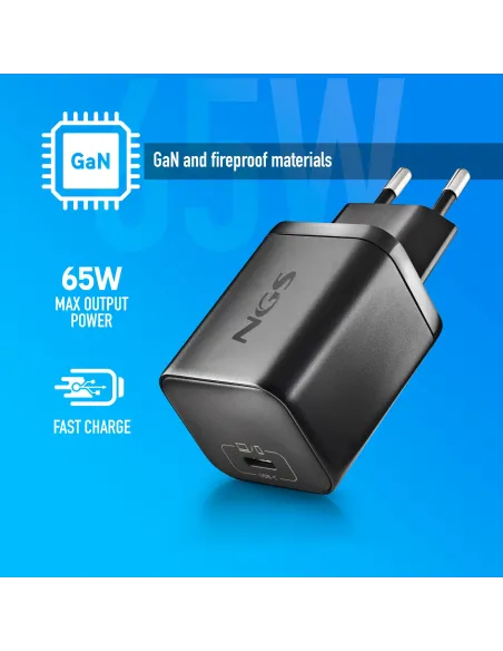Cargador de pared NGS BUD 65W-H GaN 65 W con 8 conectores