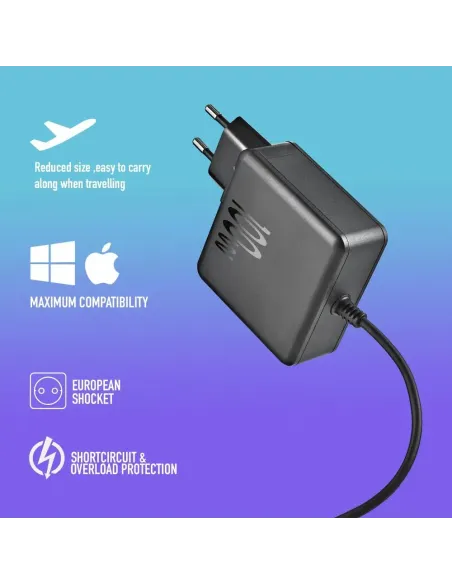 Cargador GaN NGS BUD 100W Negro para portátil y móvil