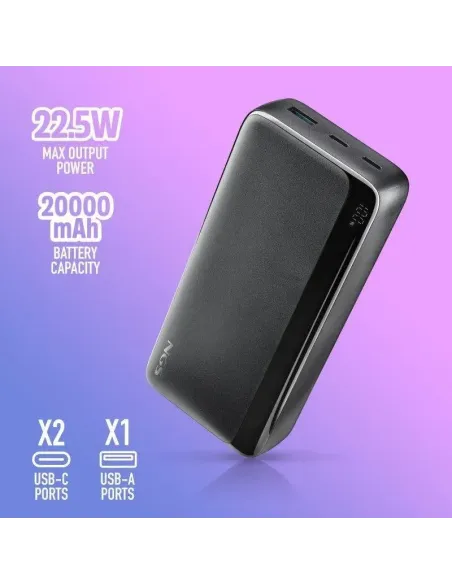 Powerbank NGS Quiz 20 Negro 20000 mAh con carga rápida 22.5W