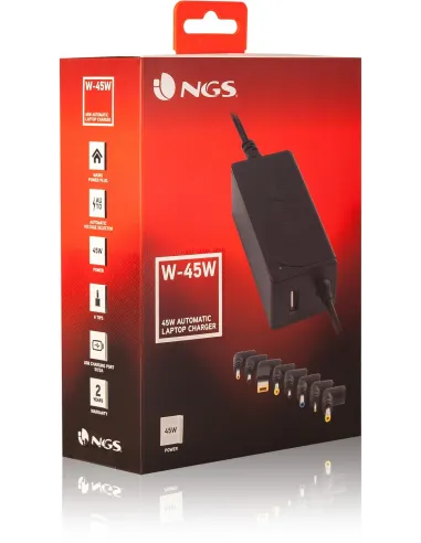 NGS W-45W Cargador Universal para Portátil 90W Negro