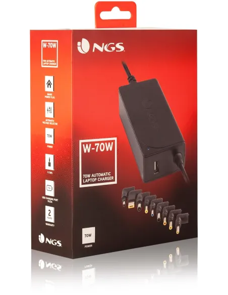 NGS W70W Cargador Universal para Portátil 70W Negro