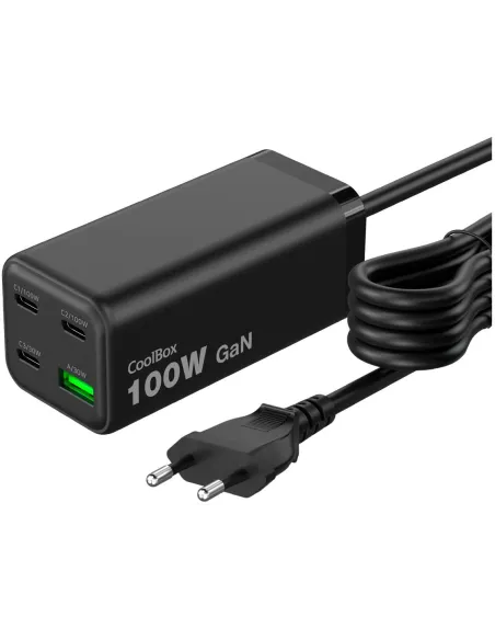 CoolBox ChargeMaster 4 Pro cargador GaN de sobremesa de 100W con 3 puertos USB-C y 1 USB-A