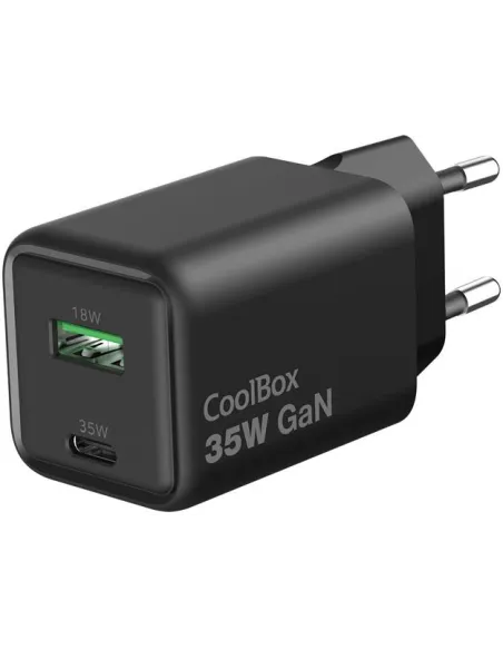 CoolBox COO-CUP-35CA-B Cargador GaN 35W USB-C + USB-A