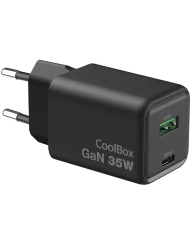 Cargador CoolBox COO-CUP-35CA-B de 35W GaN USB-C y USB-A