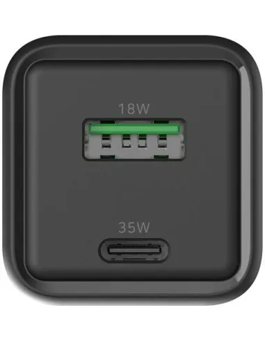 Cargador CoolBox COO-CUP-35CA-B de 35W GaN USB-C y USB-A