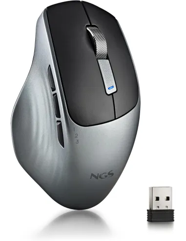 NGS Lush-RB Ratón Inalámbrico Multimodo 1600DPI Grafito Botones Silenciosos