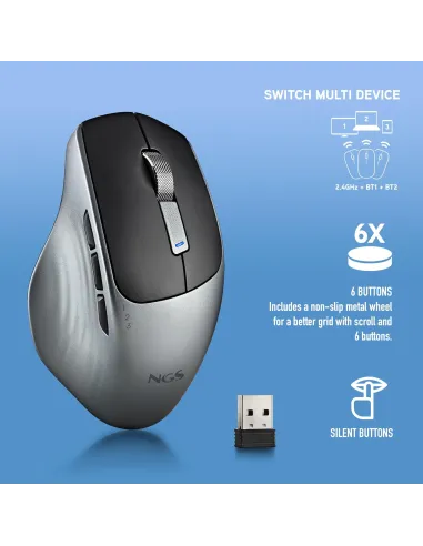NGS LUSH-RB ratón multimodo recargable para 3 equipos