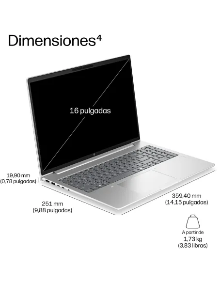 Portátil profesional HP ProBook 4 G2a 16 DU1C6AT con W11 Pro