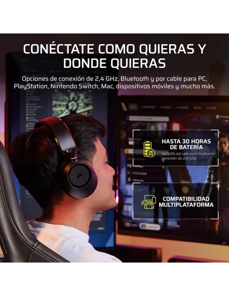 Corsair HS35 v3 WIRELESS Carbón auriculares gaming jack 3.5